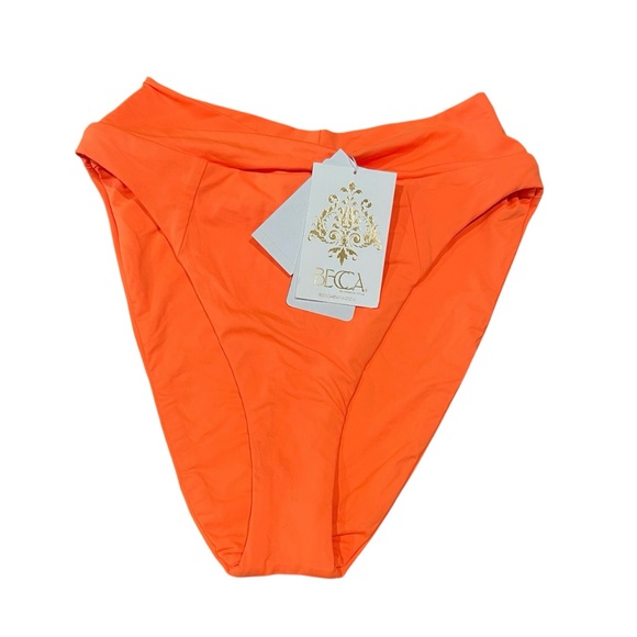 Becca by Rebecca Virtue Women Orange High Waist Bikini Bottoms Swimwear Sz S NWT - Picture 1 of 9
